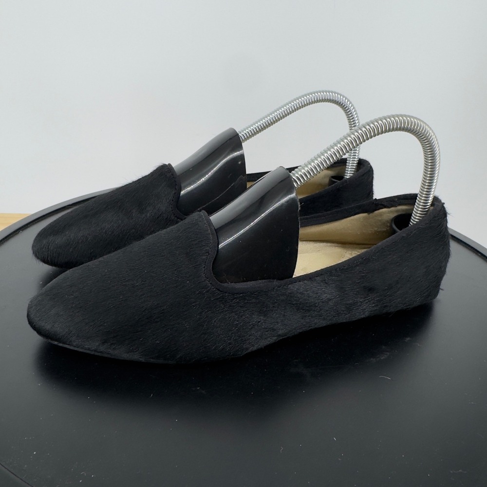 Birdies The Starling Black Calf Hair Loafers Smoking Slippers Size 7 EUC